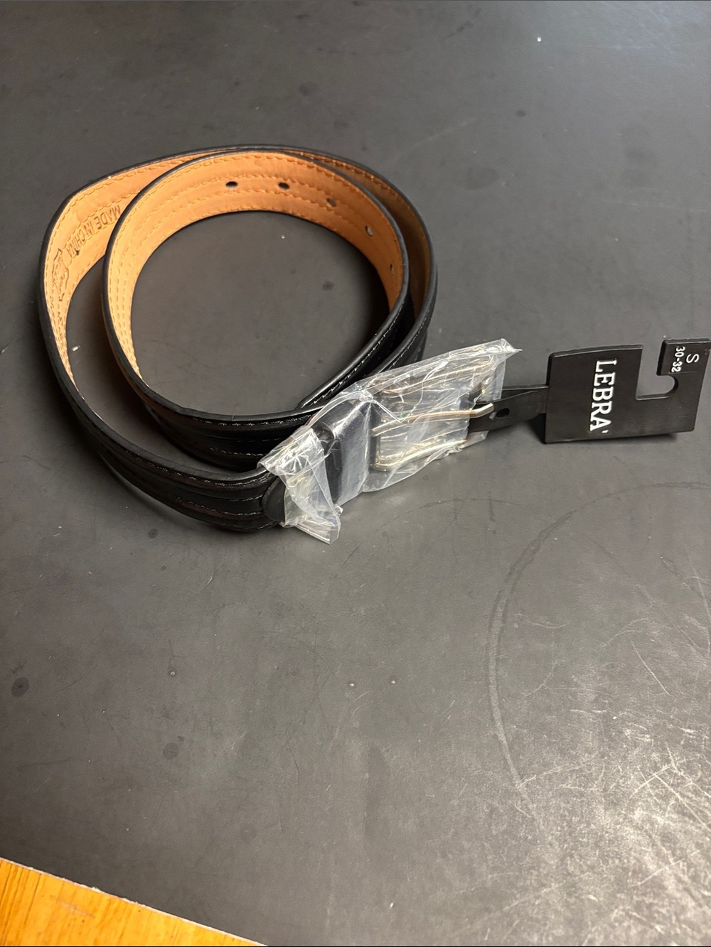 Men's Black Leather Belt with Tan Interior